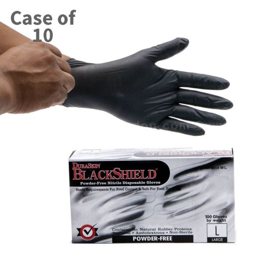 Nitrile Dispoable Gloves - Black, Non-powdered