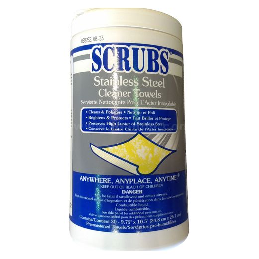 SCRUBS® Stainless Steel Cleaner Wipes, 30 Wipes (6 PK)