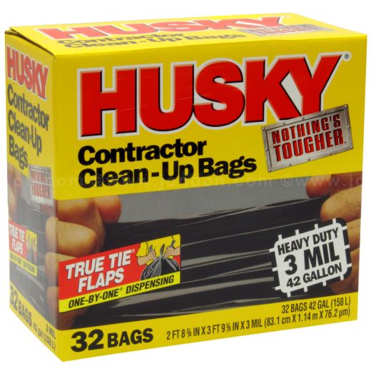 HUSKY HK42WC020B Contractor Clean-Up Bag Black Tie Closure 42 gal Capacity 