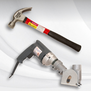 Hammer and panel saw for hurricane damage repair