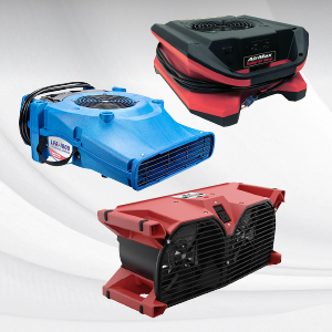 Air movers for water damage cleanup after a hurricane